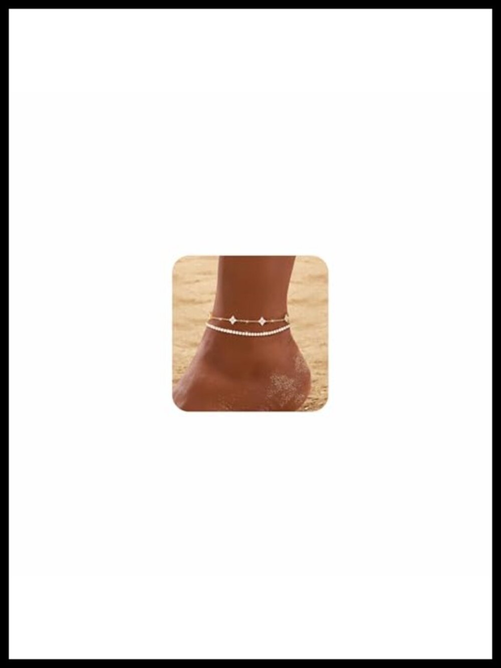 14k Gold Plated CZ Anklet Set Waterproof Adjustable Ankle Bracelets